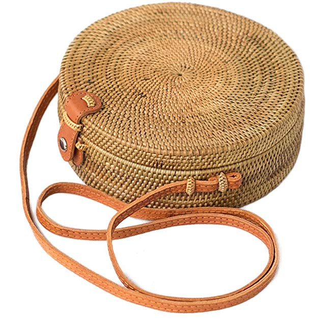 Rattan Bag Linen Inside and Leather Button